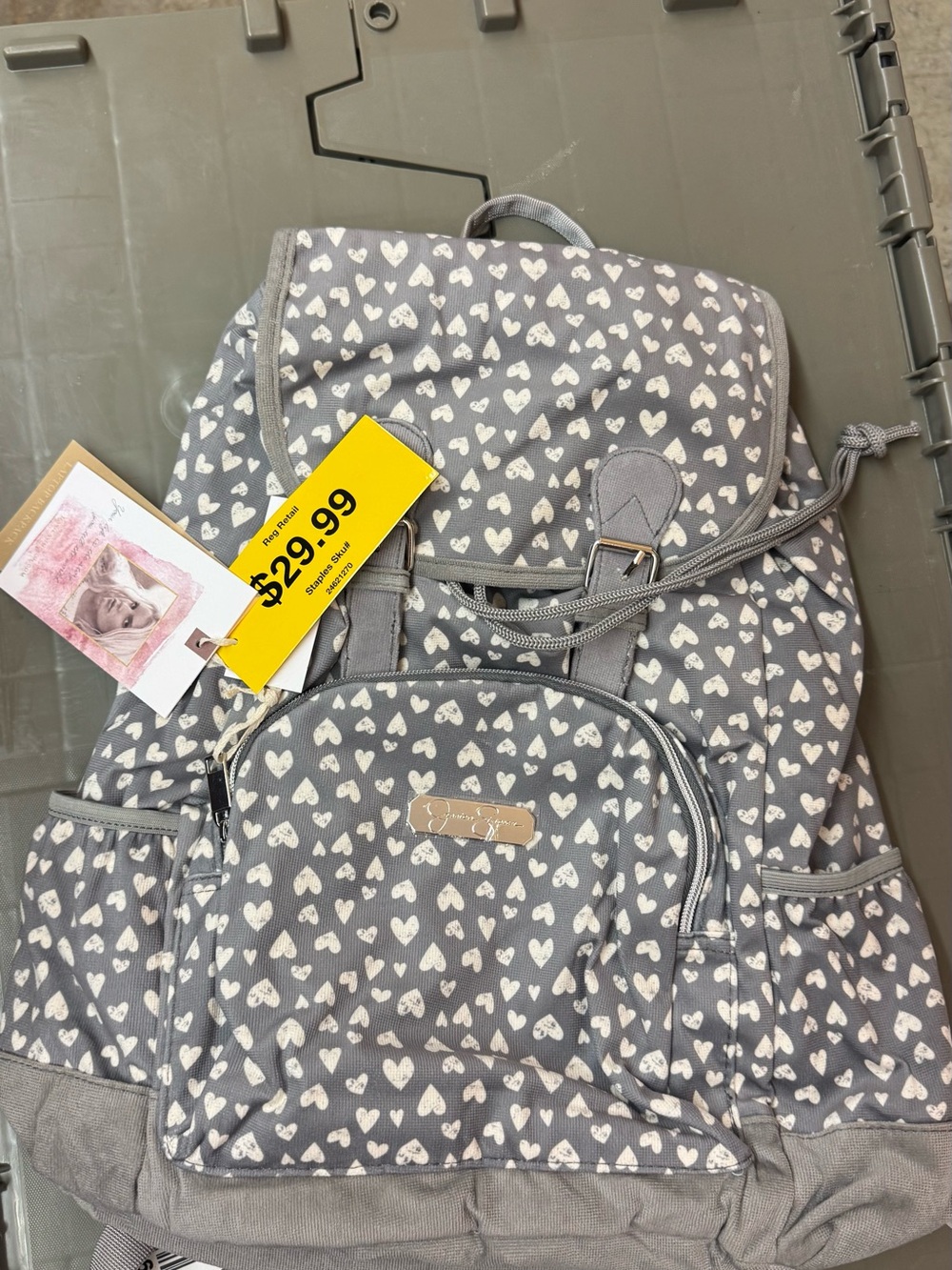 Skechers Gray Heart Print Kids Backpack